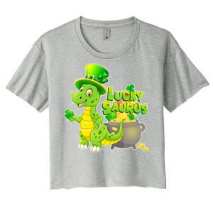 Lucky-Saurus St Patrick's Day Women's Crop Top Tee