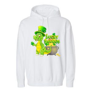 Lucky-Saurus St Patrick's Day Garment-Dyed Fleece Hoodie