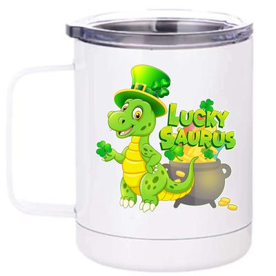 Lucky-Saurus St Patrick's Day 12 oz Stainless Steel Tumbler Cup