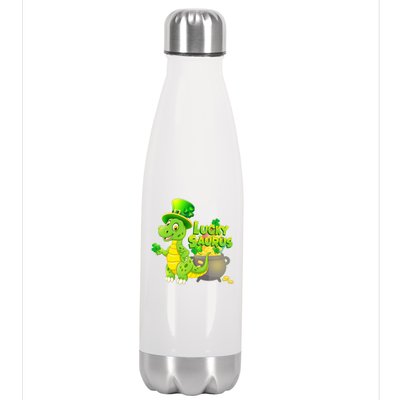 Lucky-Saurus St Patrick's Day Stainless Steel Insulated Water Bottle