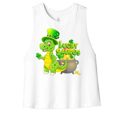 Lucky-Saurus St Patrick's Day Women's Racerback Cropped Tank