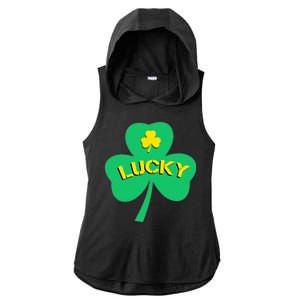 Lucky Shamrock St.Patrick's Day Ladies PosiCharge Tri-Blend Wicking Draft Hoodie Tank