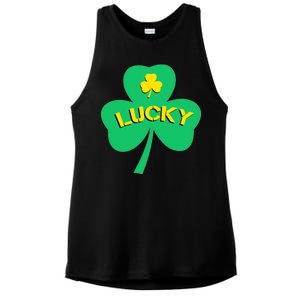 Lucky Shamrock St.Patrick's Day Ladies PosiCharge Tri-Blend Wicking Tank