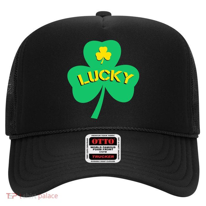 Lucky Shamrock St.Patrick's Day High Crown Mesh Back Trucker Hat