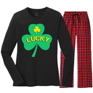 Lucky Shamrock St.Patrick's Day Women's Long Sleeve Flannel Pajama Set 