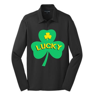 Lucky Shamrock St.Patrick's Day Silk Touch Performance Long Sleeve Polo