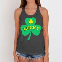 Lucky Shamrock St.Patrick's Day Women's Knotted Racerback Tank