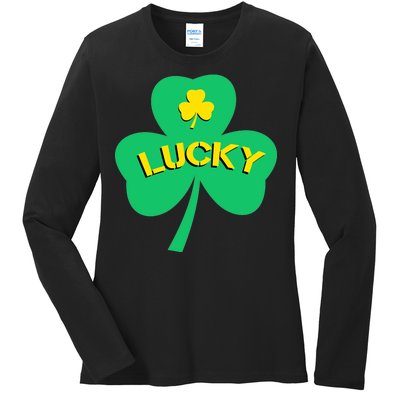 Lucky Shamrock St.Patrick's Day Ladies Long Sleeve Shirt