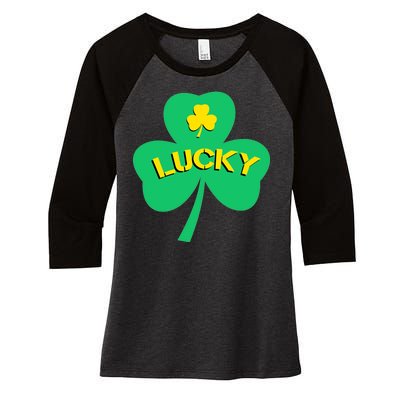 Lucky Shamrock St.Patrick's Day Women's Tri-Blend 3/4-Sleeve Raglan Shirt