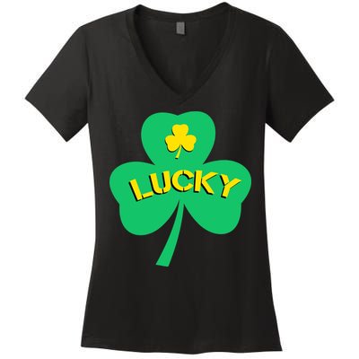Lucky Shamrock St.Patrick's Day Women's V-Neck T-Shirt
