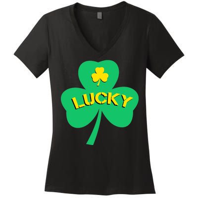 Lucky Shamrock St.Patrick's Day Women's V-Neck T-Shirt