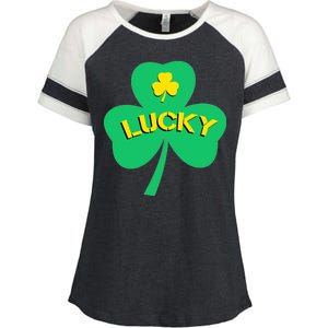 Lucky Shamrock St.Patrick's Day Enza Ladies Jersey Colorblock Tee