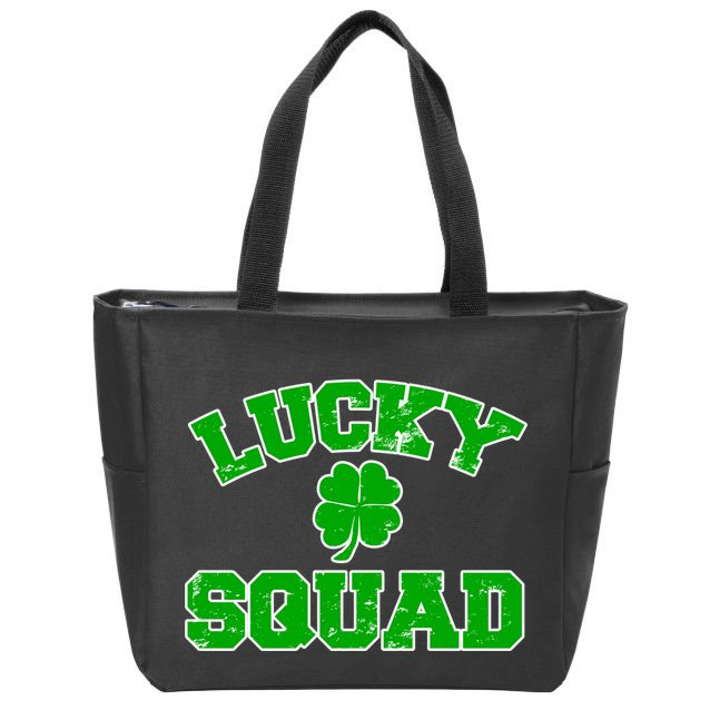 Lucky Squad Irish Clover Zip Tote Bag