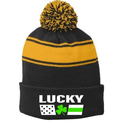 Lucky St. Patrick's Day Stripe Pom Pom Beanie