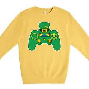 Lucky St Patrick's Day Video Game Controller Premium Crewneck Sweatshirt