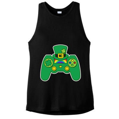 Lucky St Patrick's Day Video Game Controller Ladies PosiCharge Tri-Blend Wicking Tank