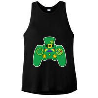 Lucky St Patrick's Day Video Game Controller Ladies PosiCharge Tri-Blend Wicking Tank