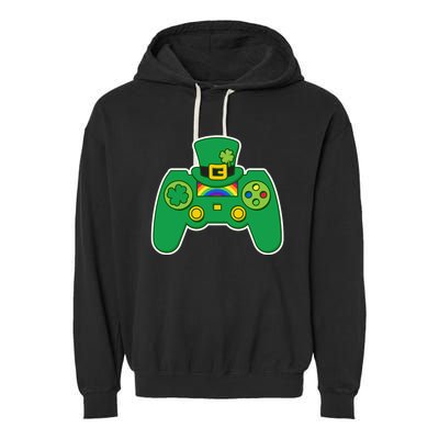 Lucky St Patrick's Day Video Game Controller Garment-Dyed Fleece Hoodie