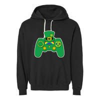 Lucky St Patrick's Day Video Game Controller Garment-Dyed Fleece Hoodie