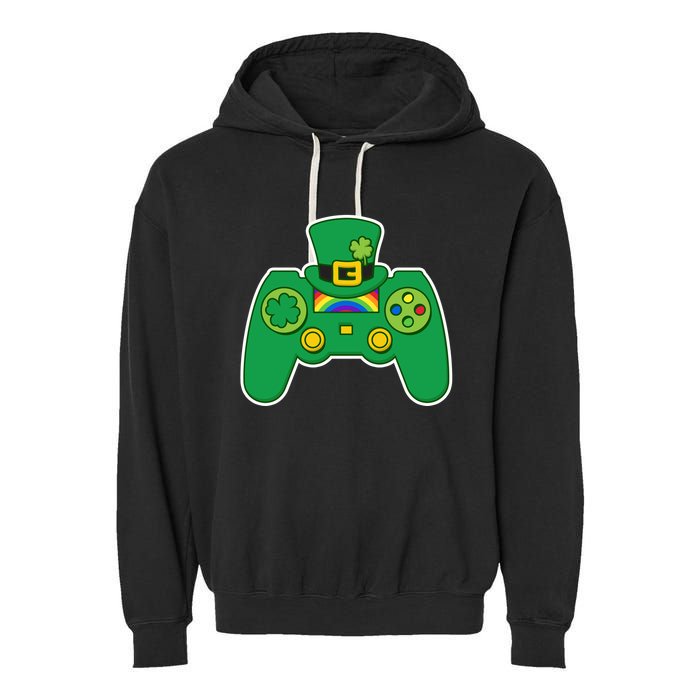 Lucky St Patrick's Day Video Game Controller Garment-Dyed Fleece Hoodie