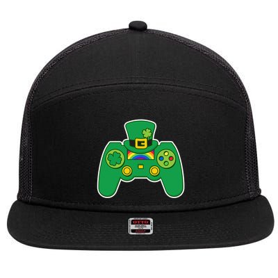 Lucky St Patrick's Day Video Game Controller 7 Panel Mesh Trucker Snapback Hat