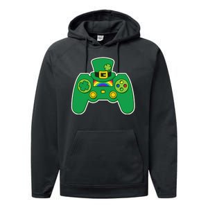 Lucky St Patrick's Day Video Game Controller Performance Fleece Hoodie