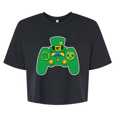 Lucky St Patrick's Day Video Game Controller Bella+Canvas Jersey Crop Tee