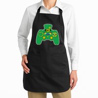 Lucky St Patrick's Day Video Game Controller Full-Length Apron With Pockets