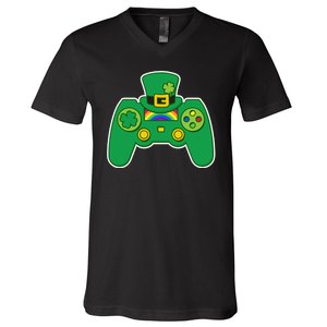 Lucky St Patrick's Day Video Game Controller V-Neck T-Shirt