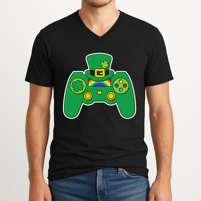 Lucky St Patrick's Day Video Game Controller V-Neck T-Shirt