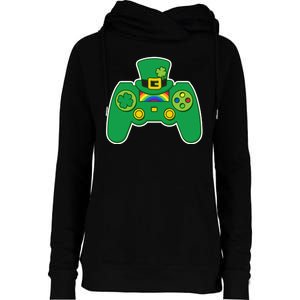 Lucky St Patrick's Day Video Game Controller Womens Funnel Neck Pullover Hood