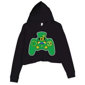 Lucky St Patrick's Day Video Game Controller Crop Fleece Hoodie