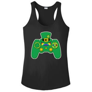 Lucky St Patrick's Day Video Game Controller Ladies PosiCharge Competitor Racerback Tank