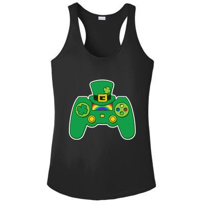 Lucky St Patrick's Day Video Game Controller Ladies PosiCharge Competitor Racerback Tank