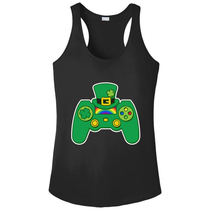 Lucky St Patrick's Day Video Game Controller Ladies PosiCharge Competitor Racerback Tank