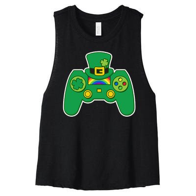 Lucky St Patrick's Day Video Game Controller Women's Racerback Cropped Tank