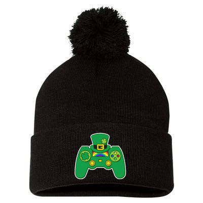 Lucky St Patrick's Day Video Game Controller Pom Pom 12in Knit Beanie