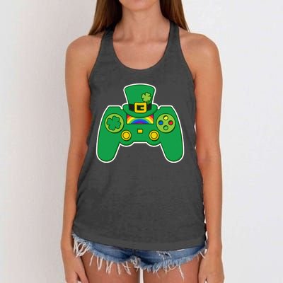 Lucky St Patrick's Day Video Game Controller Women's Knotted Racerback Tank