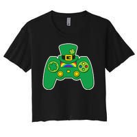 Lucky St Patrick's Day Video Game Controller Women's Crop Top Tee