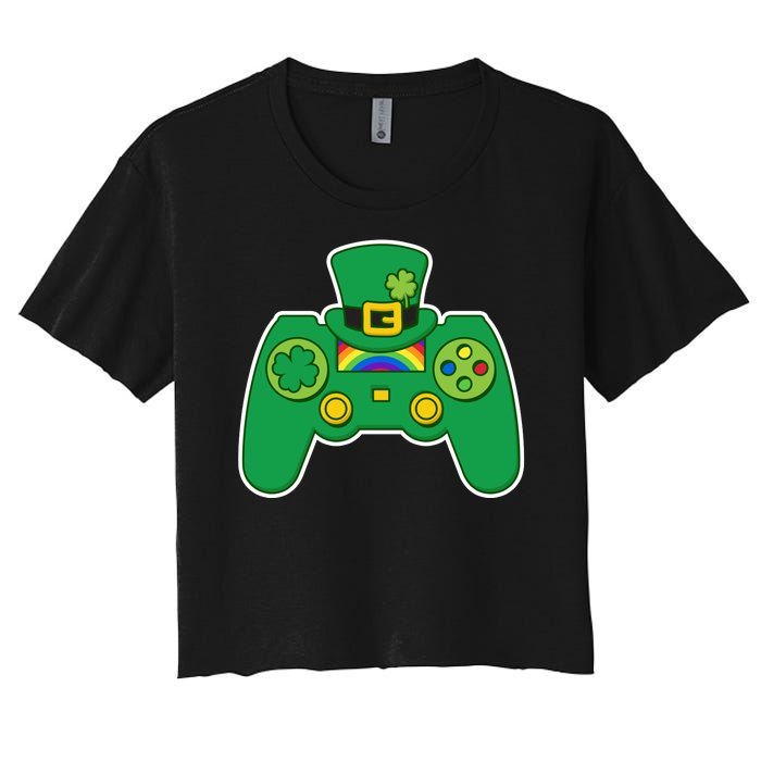 Lucky St Patrick's Day Video Game Controller Women's Crop Top Tee