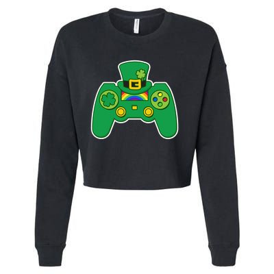 Lucky St Patrick's Day Video Game Controller Cropped Pullover Crew