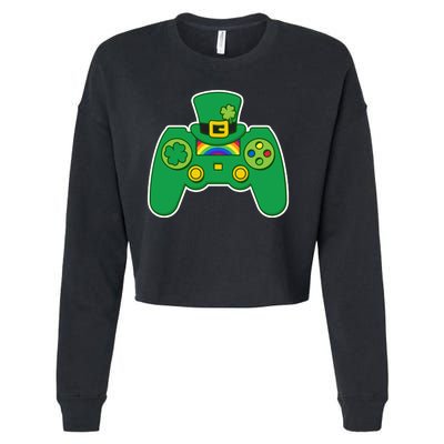 Lucky St Patrick's Day Video Game Controller Cropped Pullover Crew