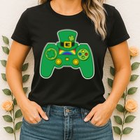 Lucky St Patrick's Day Video Game Controller Womens T-Shirt