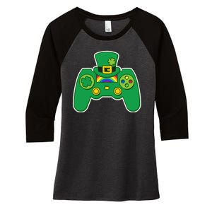 Lucky St Patrick's Day Video Game Controller Women's Tri-Blend 3/4-Sleeve Raglan Shirt