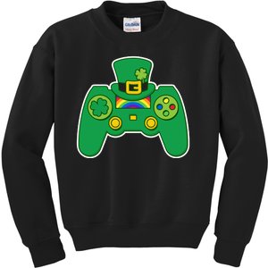 Lucky St Patrick's Day Video Game Controller Kids Sweatshirt