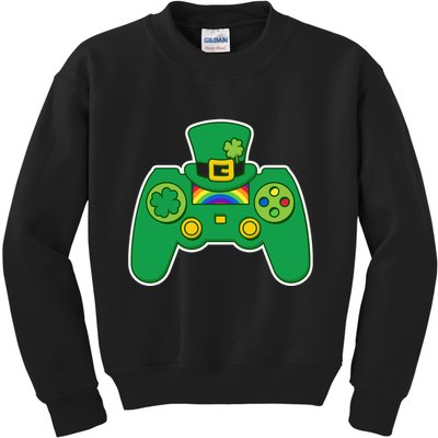 Lucky St Patrick's Day Video Game Controller Kids Sweatshirt