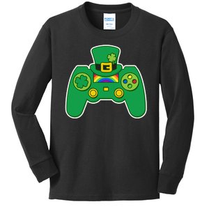 Lucky St Patrick's Day Video Game Controller Kids Long Sleeve Shirt