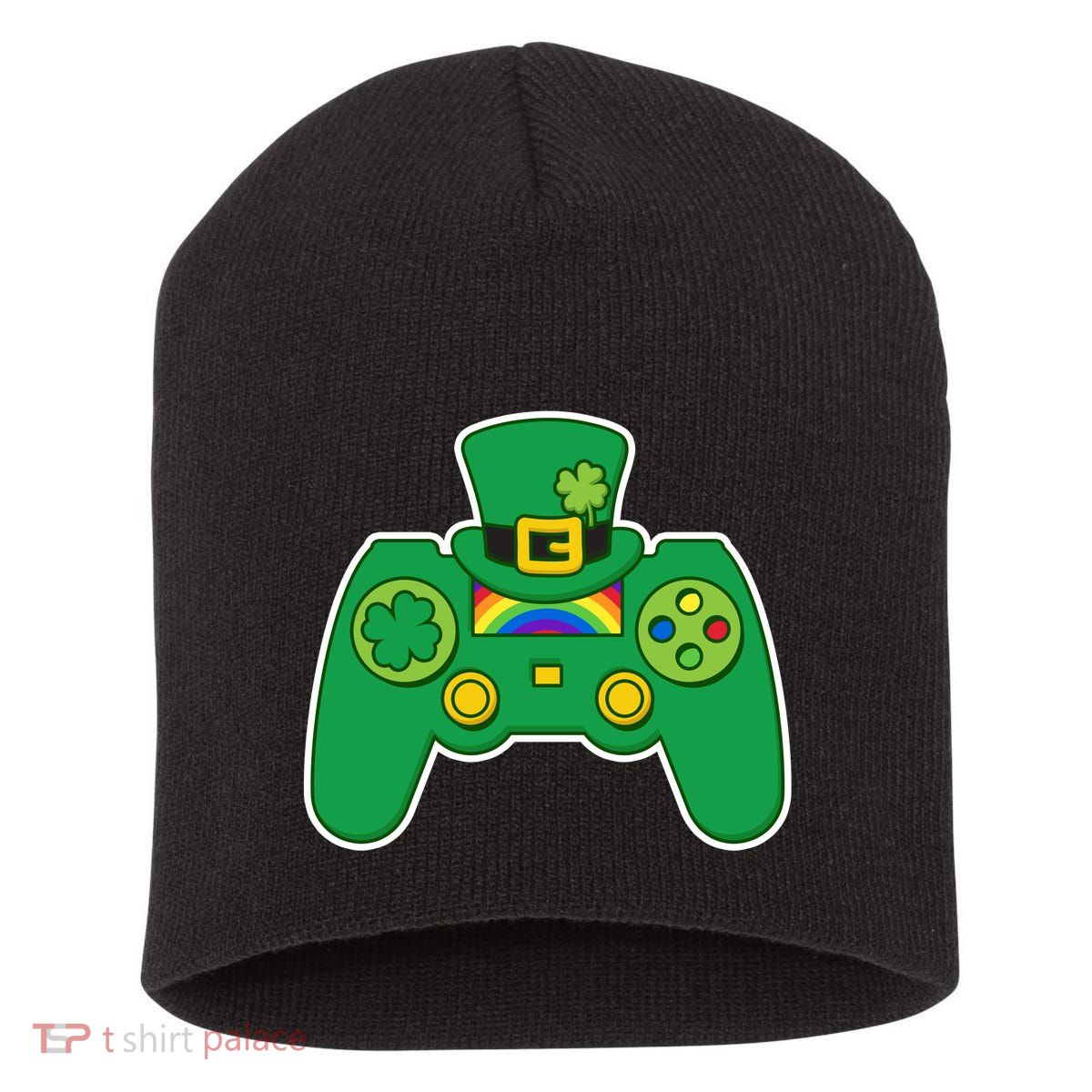 Lucky St Patrick's Day Video Game Controller Short Acrylic Beanie