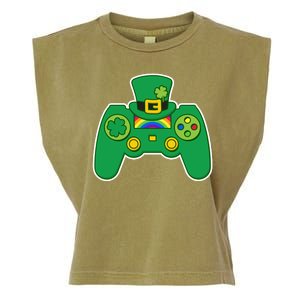 Lucky St Patrick's Day Video Game Controller Garment-Dyed Women's Muscle Tee