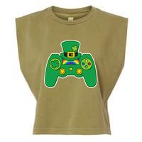 Lucky St Patrick's Day Video Game Controller Garment-Dyed Women's Muscle Tee
